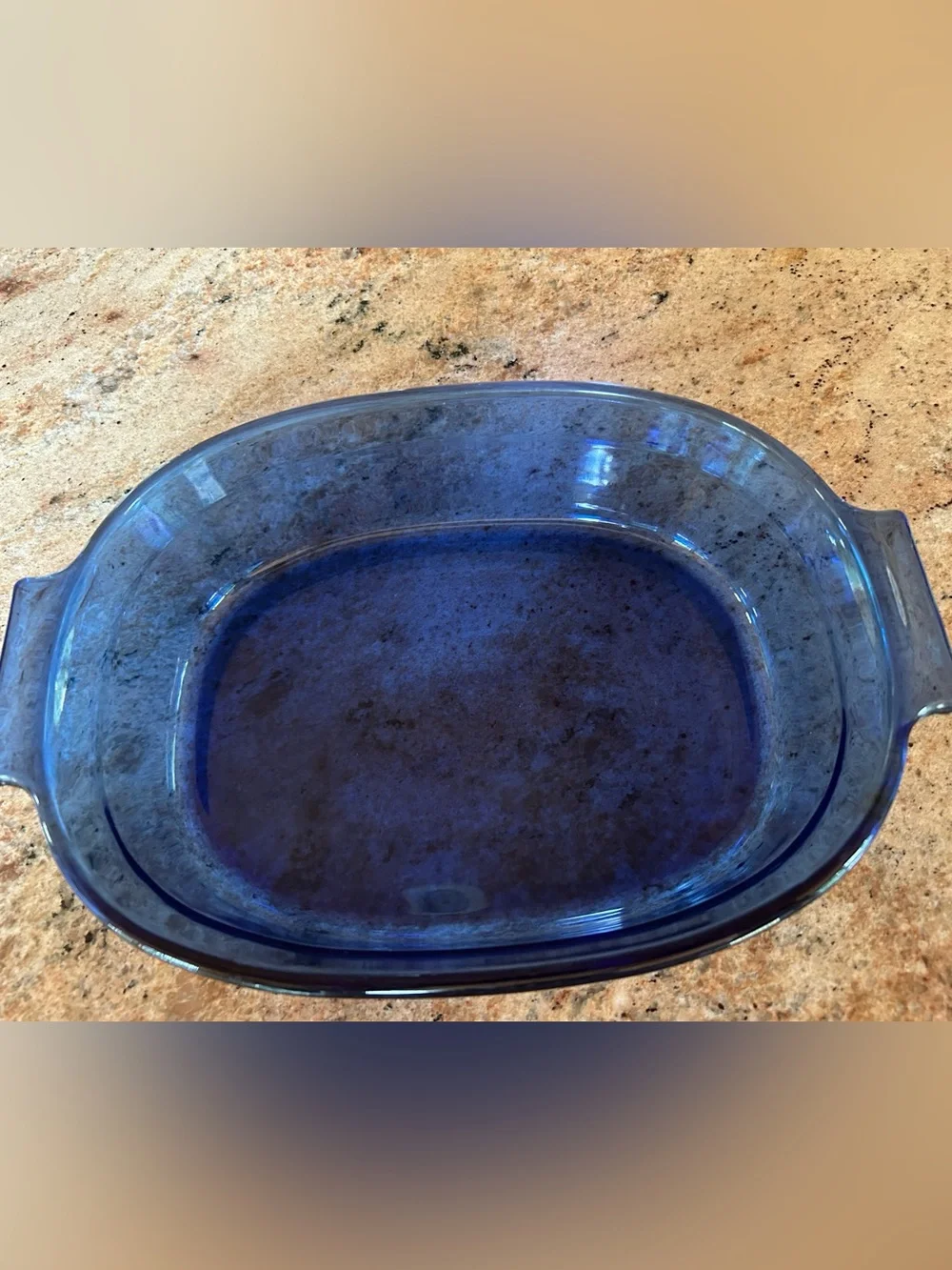 Pyrex #702 Vtg Cobalt Blue Open Roaster 2Qt 2L molded lugs 8.75”Wx12”L lug-lug.
